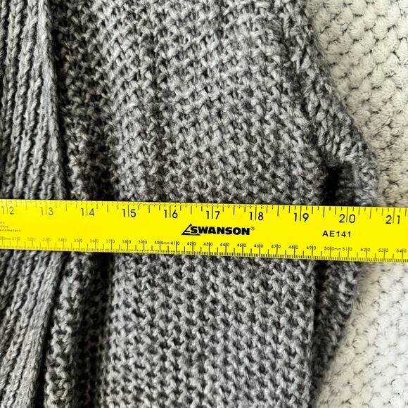 Guess Sweater Women M Gray Chunky Knit Wool Open Front Cardigan Side Pocket - Picture 10 of 11